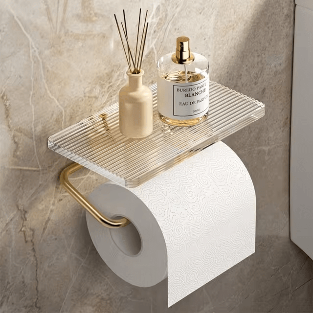 Portarrollos de papel higiénico de pared con repisa