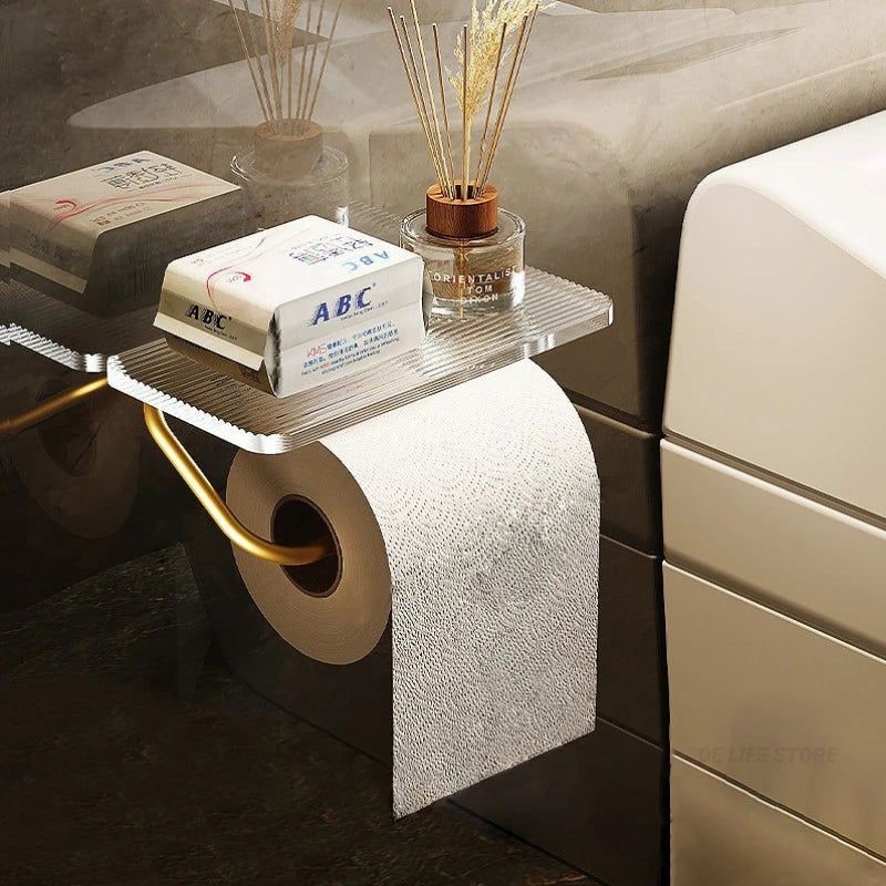 Portarrollos de papel higiénico de pared con repisa