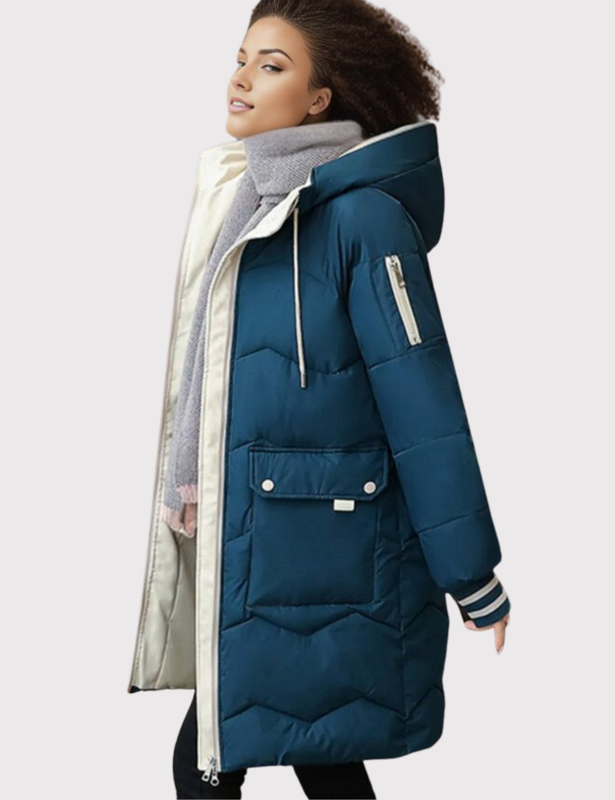 Abrigo de invierno para mujer con capucha y diseño acolchado