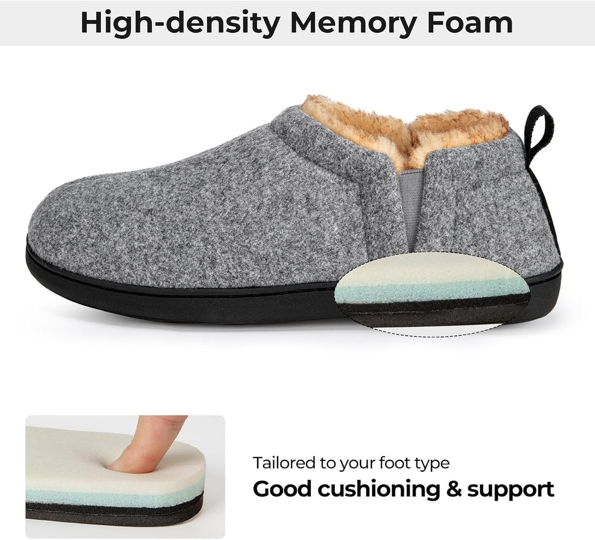 Pantuflas cálidas con plantilla de espuma viscoelástica