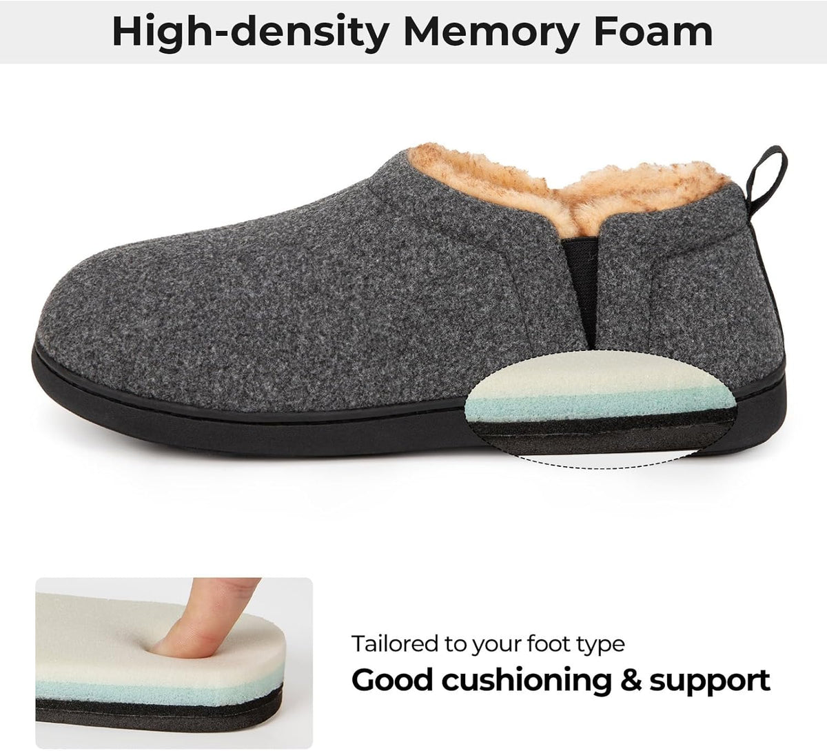 Pantuflas cálidas con plantilla de espuma viscoelástica