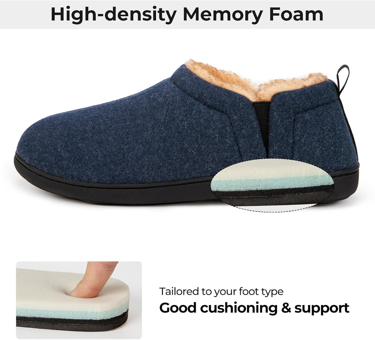 Pantuflas cálidas con plantilla de espuma viscoelástica