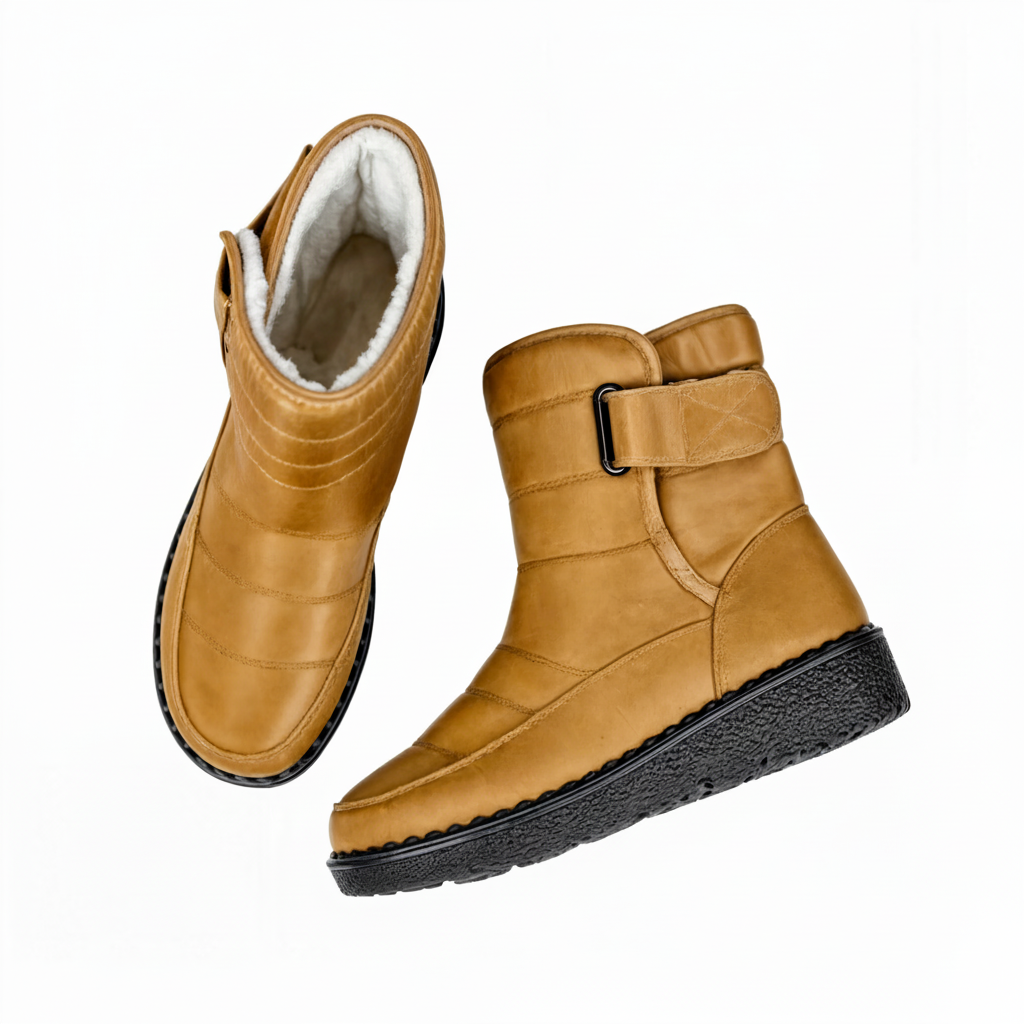 Botas de nieve de invierno para mujer con cierre de velcro y suela de plataforma
