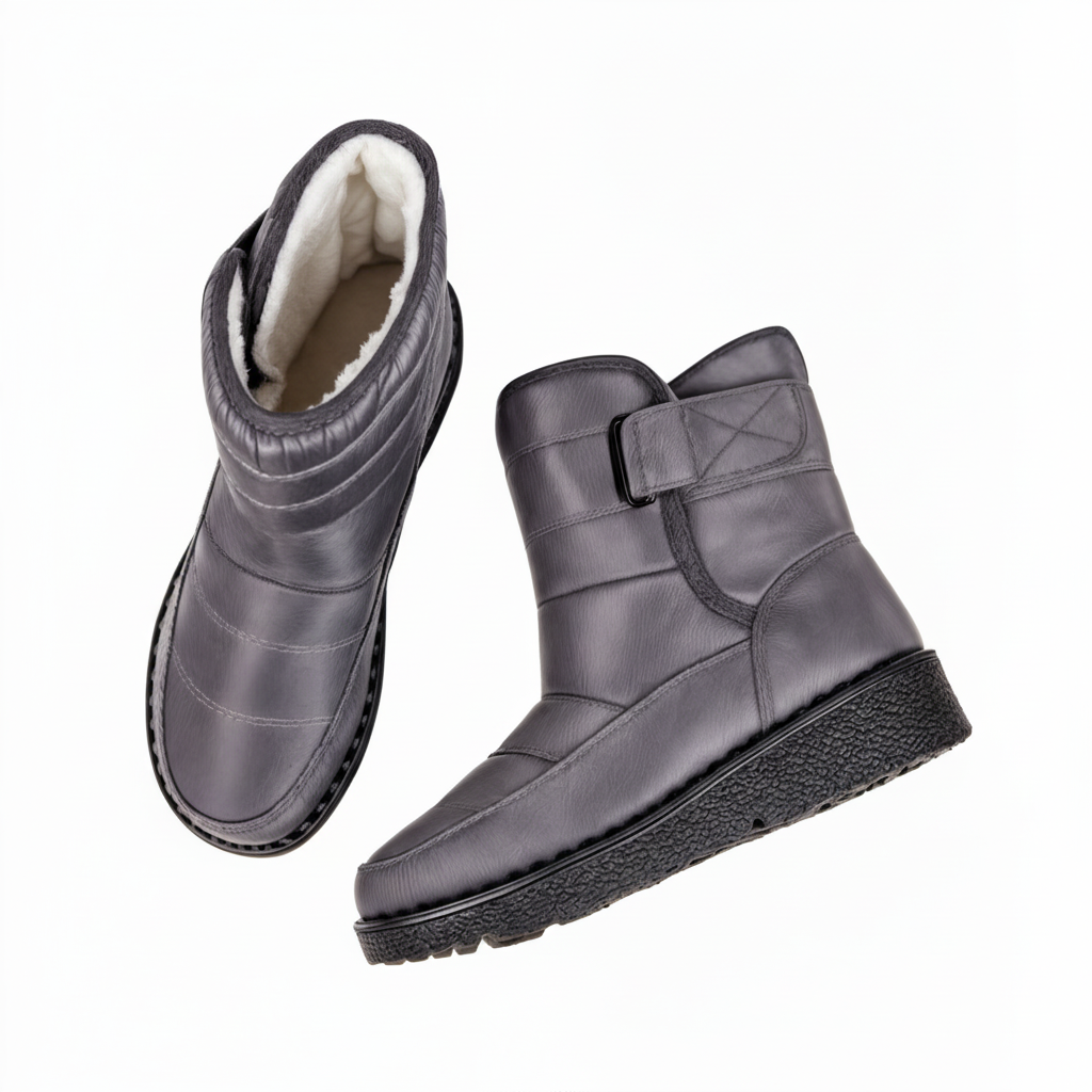 Botas de nieve de invierno para mujer con cierre de velcro y suela de plataforma