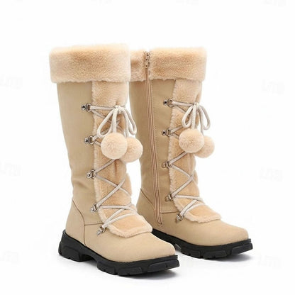 Damen-Schneestiefel mit Fellbesatz und Schnürung