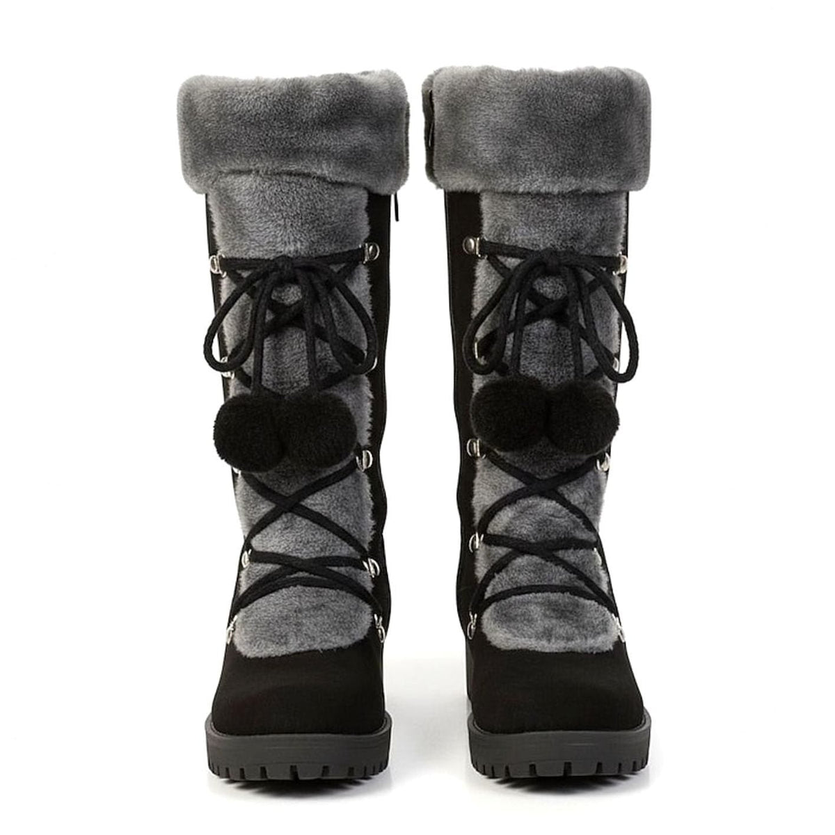 Damen-Schneestiefel mit Fellbesatz und Schnürung