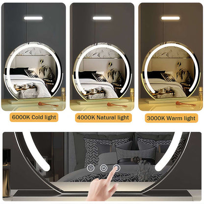 Espejo cosmético LED con control táctil e iluminación
