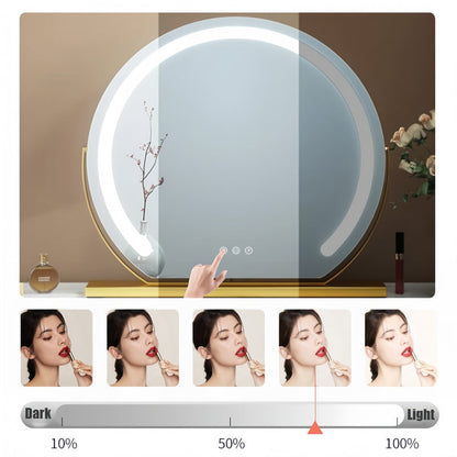 Espejo cosmético LED con control táctil e iluminación