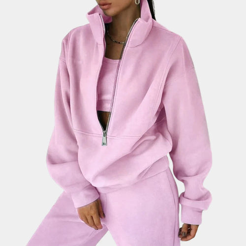 Conjunto de chándal para mujer con cuello alto y pantalón de chándal