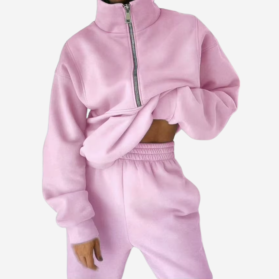 Conjunto de chándal para mujer con cuello alto y pantalón de chándal