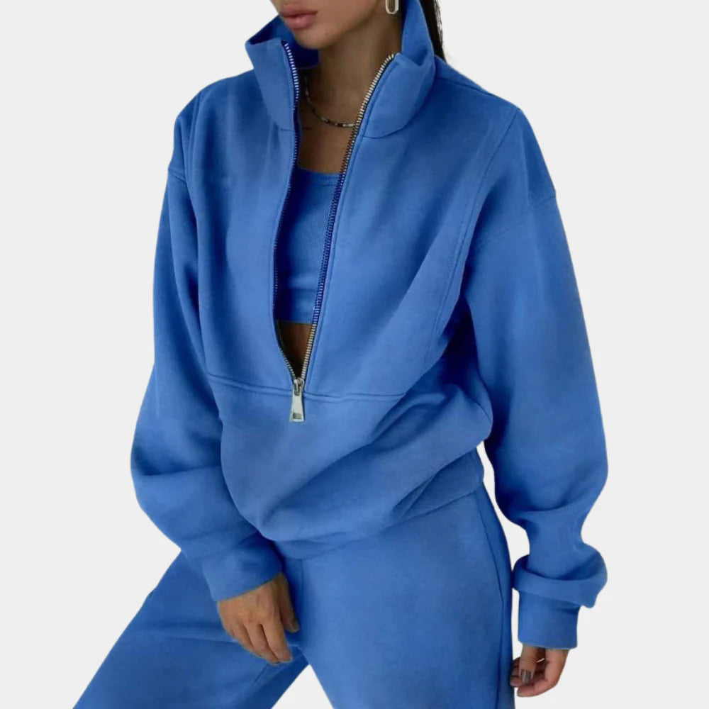 Conjunto de chándal para mujer con cuello alto y pantalón de chándal