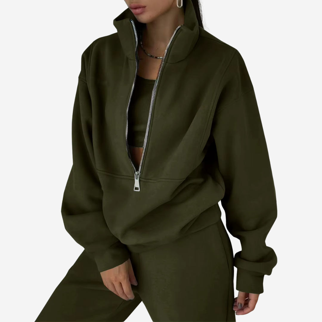Conjunto de chándal para mujer con cuello alto y pantalón de chándal