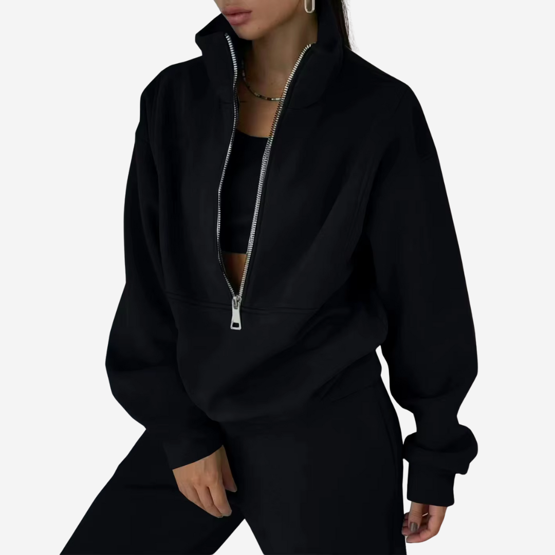 Conjunto de chándal para mujer con cuello alto y pantalón de chándal