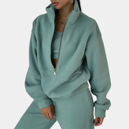 Conjunto de chándal para mujer con cuello alto y pantalón de chándal