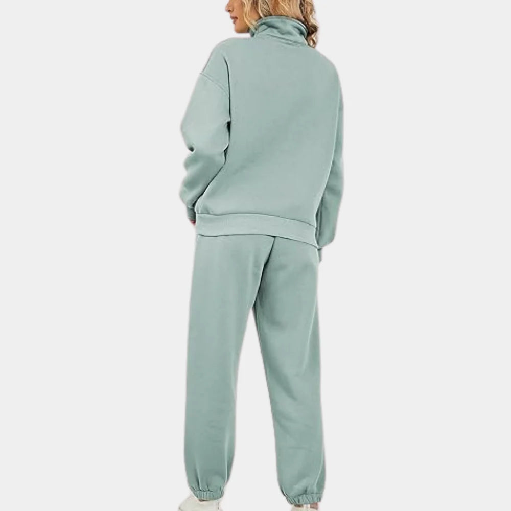 Conjunto de chándal para mujer con cuello alto y pantalón de chándal