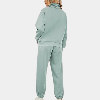 Conjunto de chándal para mujer con cuello alto y pantalón de chándal