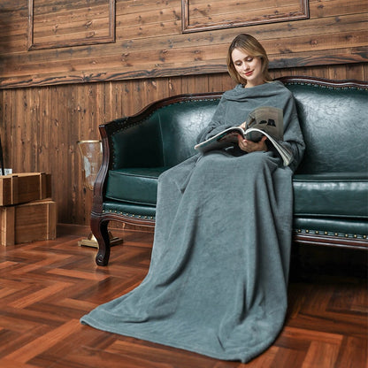 Tragbare Kuscheldecke mit Ärmeln und Fronttasche