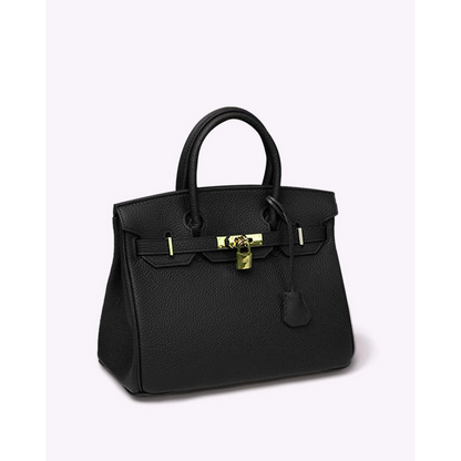 Strukturierte Handtasche mit goldfarbenen Details