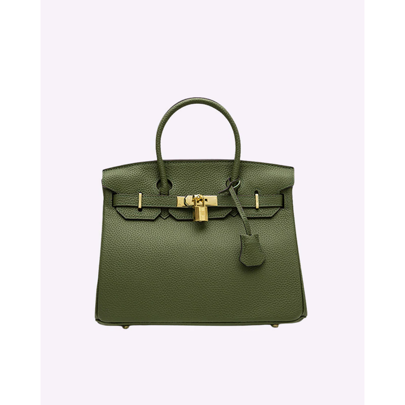 Strukturierte Handtasche mit goldfarbenen Details