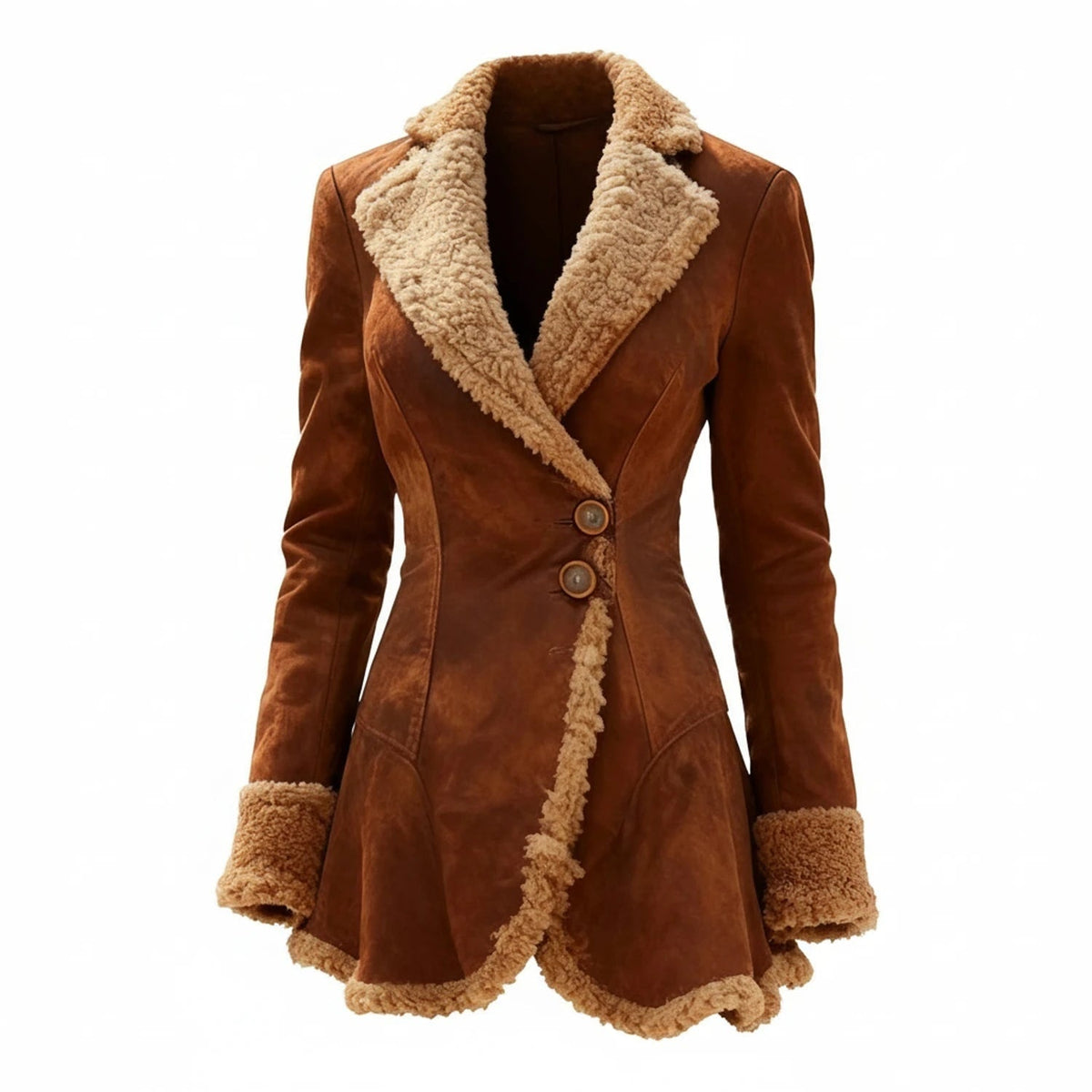 Casaco de inverno para senhora com acabamento em pelo de teddy