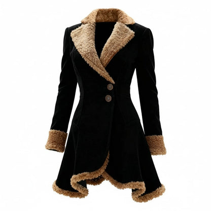Casaco de inverno para senhora com acabamento em pelo de teddy