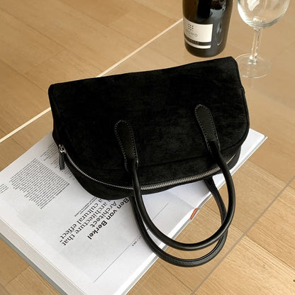 Strukturierte Henkeltasche in Wildlederoptik