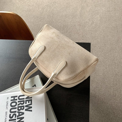 Strukturierte Henkeltasche in Wildlederoptik