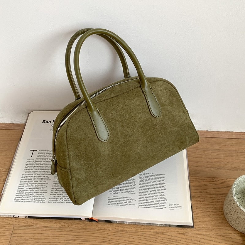 Strukturierte Henkeltasche in Wildlederoptik
