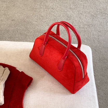 Strukturierte Henkeltasche in Wildlederoptik
