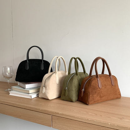 Strukturierte Henkeltasche in Wildlederoptik
