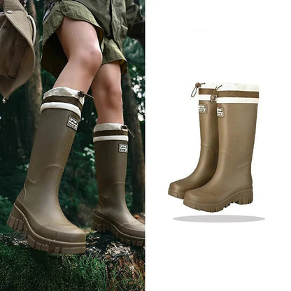 Botas de goma para mujer con cordón