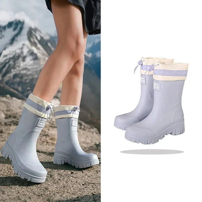 Botas de goma para mujer con cordón