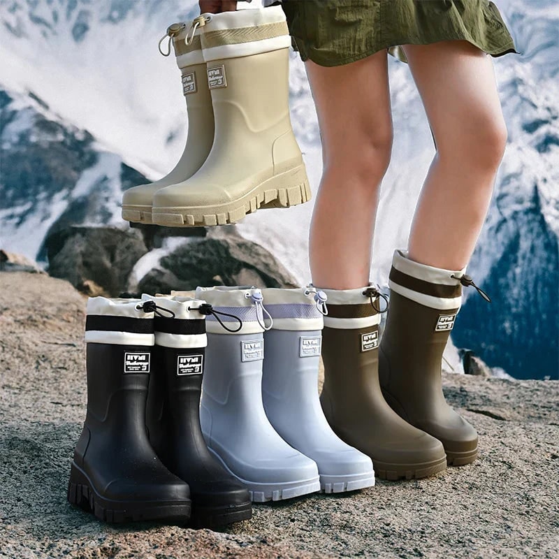 Botas de goma para mujer con cordón