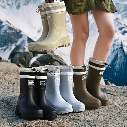 Botas de goma para mujer con cordón