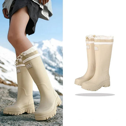 Botas de goma para mujer con cordón