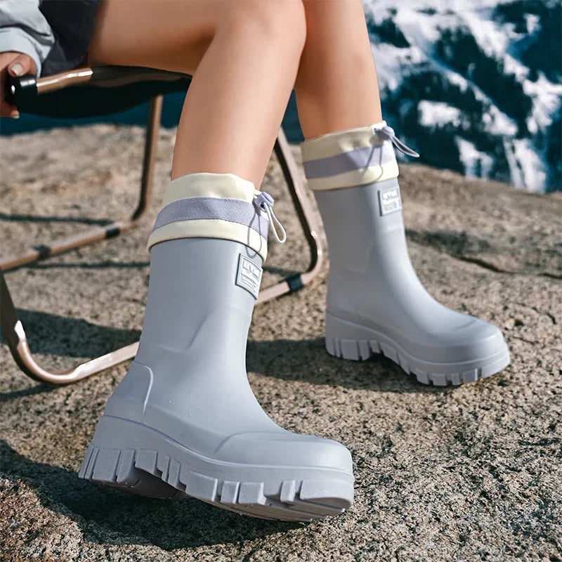 Botas de goma para mujer con cordón