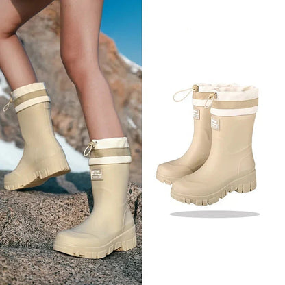 Botas de goma para mujer con cordón