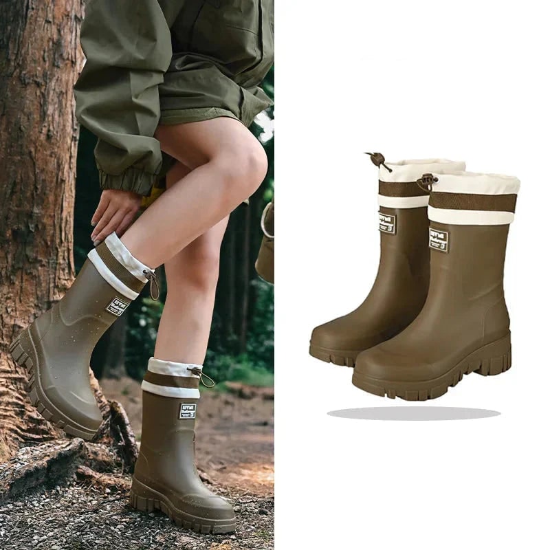 Botas de goma para mujer con cordón
