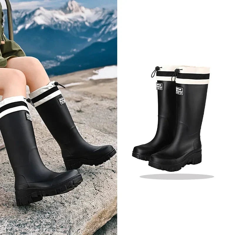 Botas de goma para mujer con cordón