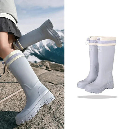 Botas de goma para mujer con cordón