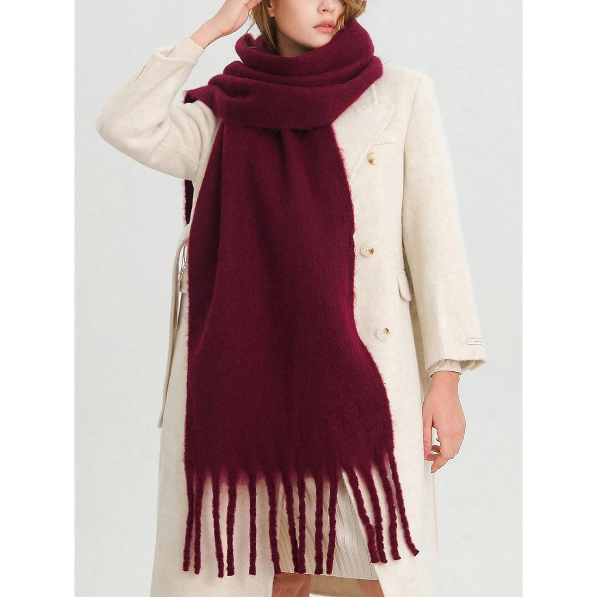Oversize-Winterschal für Damen mit Fransen