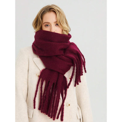 Oversize-Winterschal für Damen mit Fransen