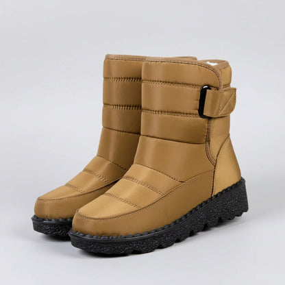 Botas de nieve de invierno para mujer con cierre de velcro y suela de plataforma