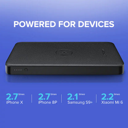 Carregador portátil sem fios com carregamento rápido – Saída dupla de 10.000 mAh
